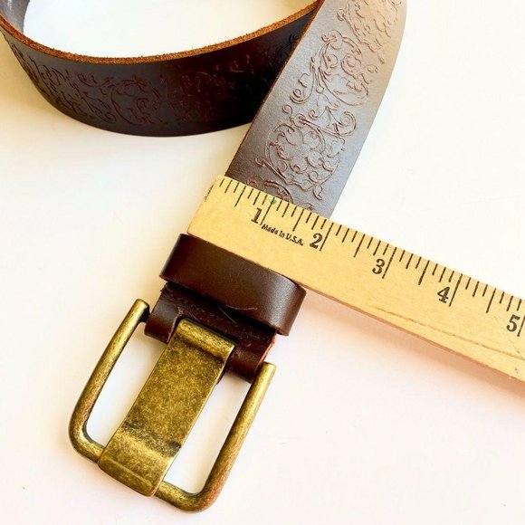 Pronto Tooled Leather Brown belt 42 - Picture 5 of 7